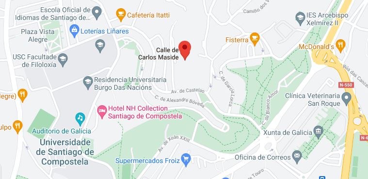 Plano de situación, con punto señalando zona