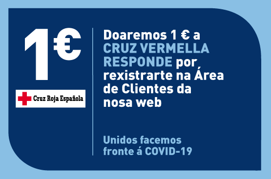 Cartel de colaboración con Cruz Roja en la que donara 1 € por registrarse en el área de clientes.